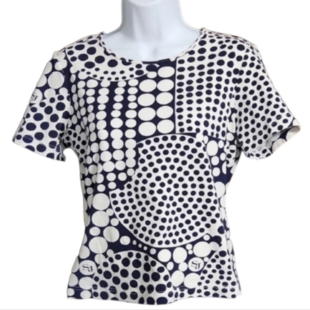 St John Vintage Black and White Polka Dot Top